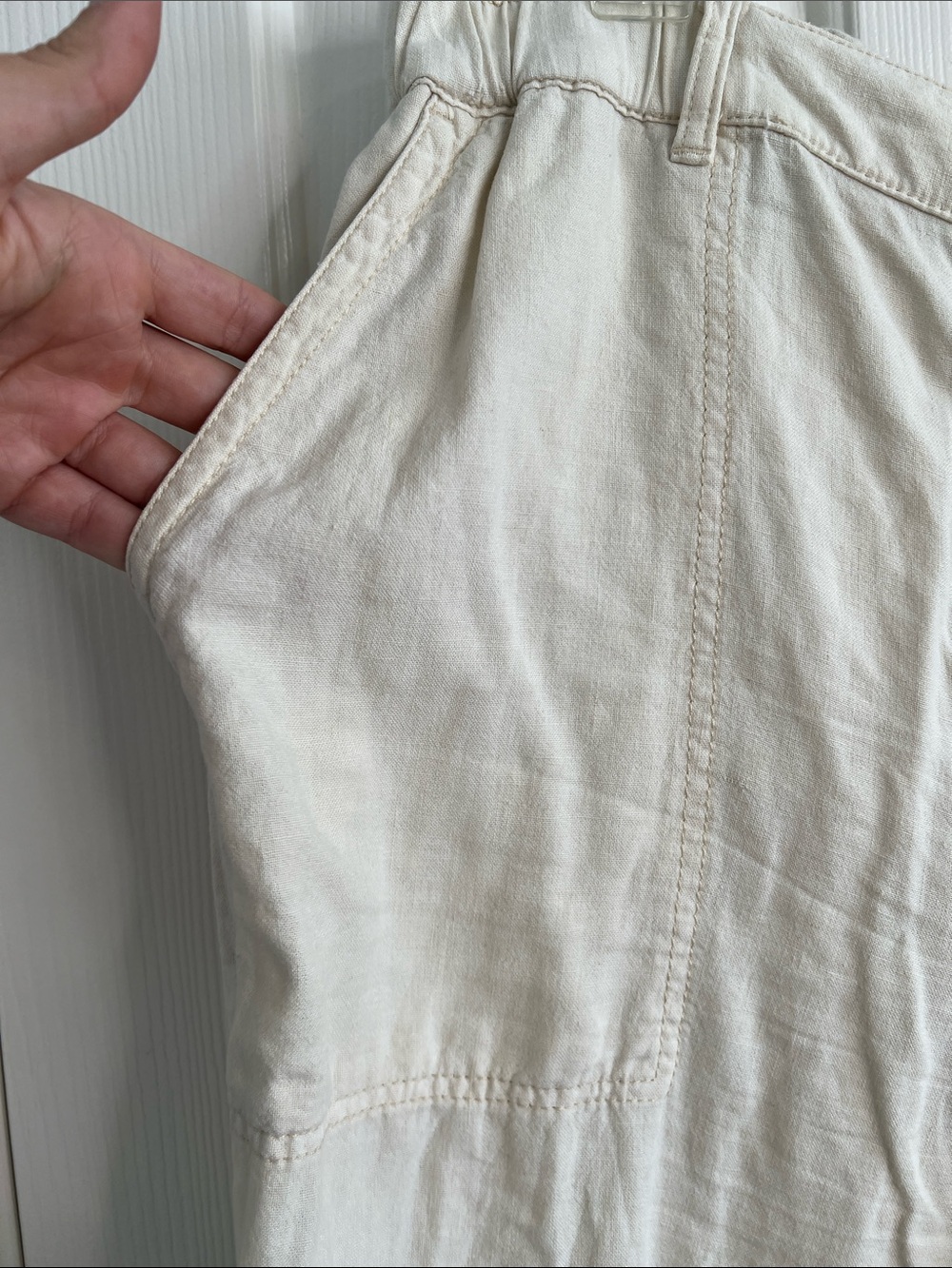 Pilcro Slim Linen Blend Beach Cargo Pants cream XL - Picture 5 of 11